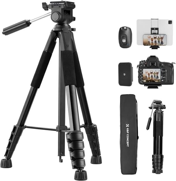 K&F Concept  Lightweight, Portable Camera Tripod, 75", Black