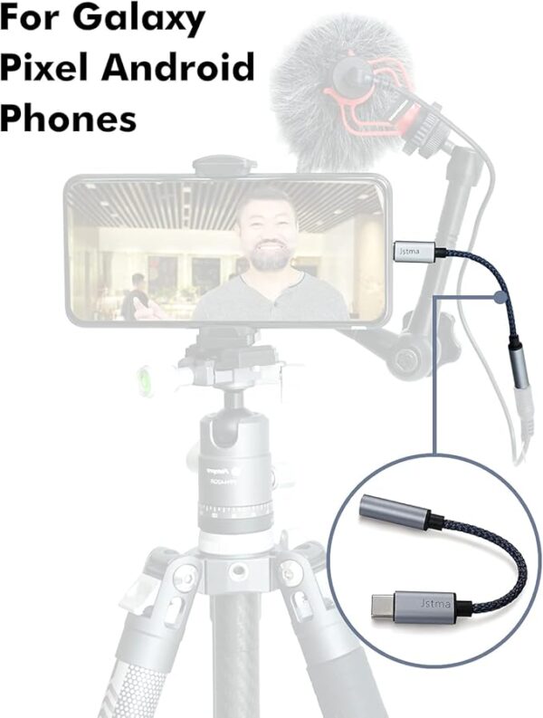 USB C to 3.5mm Headphone Microphone TRRS Jack Adapter Type C Audio Cable Dongle Compatible for Google Pixel Samsung Galaxy Androids Phones for Video Conferencing Volgging - Image 3