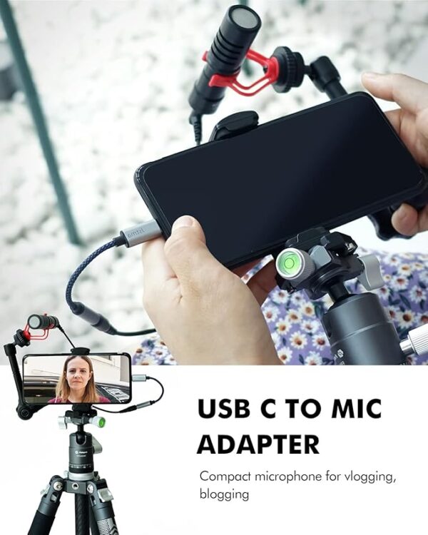 USB C to 3.5mm Headphone Microphone TRRS Jack Adapter Type C Audio Cable Dongle Compatible for Google Pixel Samsung Galaxy Androids Phones for Video Conferencing Volgging - Image 5