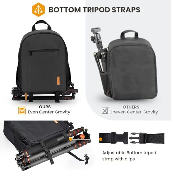 TARION Camera Backpack Bag Small - Professional DSLR Camera Bag with Waterproof Rain Cover Laptop Compartment Photograhy Backpack Case Black TB-S - Image 5