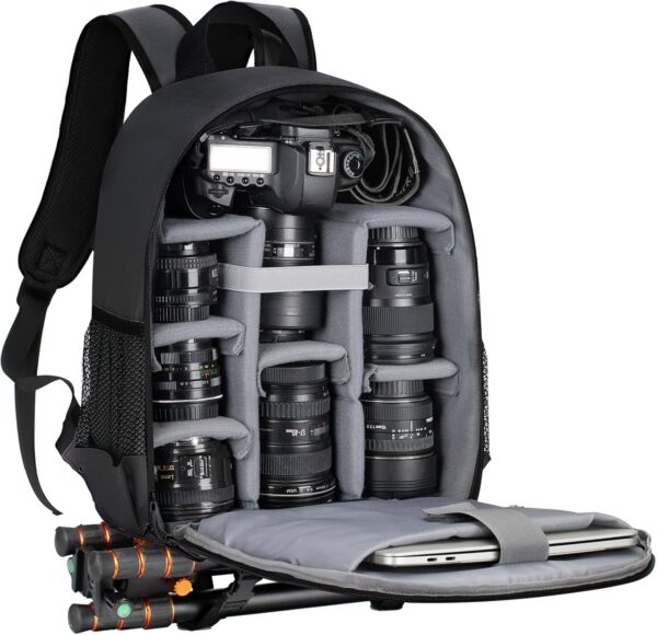 TARION Camera Backpack Bag Small - Professional DSLR Camera Bag with Waterproof Rain Cover Laptop Compartment Photograhy Backpack Case Black TB-S - Image 9