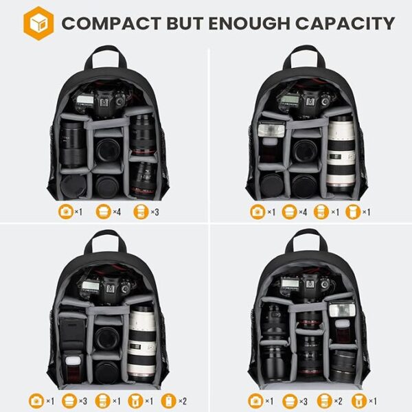 TARION Camera Backpack Bag Small - Professional DSLR Camera Bag with Waterproof Rain Cover Laptop Compartment Photograhy Backpack Case Black TB-S - Image 3