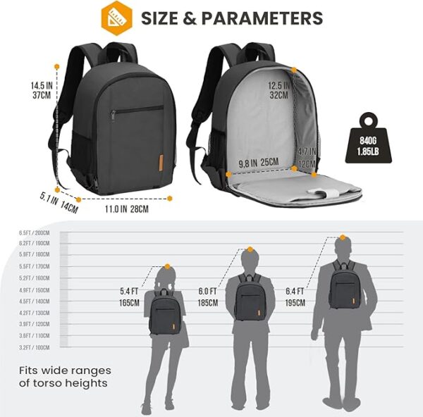TARION Camera Backpack Bag Small - Professional DSLR Camera Bag with Waterproof Rain Cover Laptop Compartment Photograhy Backpack Case Black TB-S - Image 2